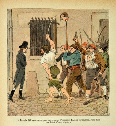 Illustrasjon av Bombled Louis (1862-1927) fra boken "The Memorial of Saint Helene" av grev Emmanuel de Las Cases (1766-1842): Bonaparte under den franske revolusjonen konfronterer mengden, privat samling av Louis Charles Bombled