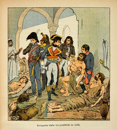 Illustrasjon av Bombled Louis (1862-1927) fra boken "The Memorial of Saint Helene" av grev Emmanuel de Las Cases (1766-1842): Bonaparte besøker pestiferene i Jaffa, privat samling av Louis Charles Bombled