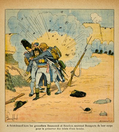 Illustrasjon av Bombled Louis (1862-1927) fra boken "The Memorial of Saint Helene" av grev Emmanuel de Las Cases (1766-1842): Ved beleiringen av Saint Jean d