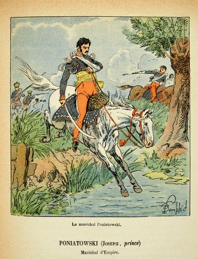 Illustrasjon av bombet Louis (1862-1927) fra boken "The Memorial of Saint Helene" av grev Emmanuel de Las Cases (1766-1842): Portrett av marechal Jozef Antoni Poniatowski (1763-1813), privat samling av Louis Charles Bombled
