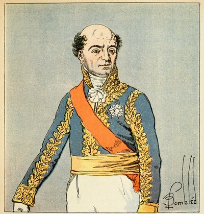 Illustrasjon av bombet Louis (1862-1927) fra boken "The Memorial of Saint Helene" av grev Emmanuel de Las Cases (1766-1842): Portrett av marechal Catherine Dominique de Perignon (1754-1818) Privat samling av Louis Charles Bombled