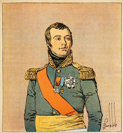 Illustrasjon av bombet Louis (1862-1927) fra boken "The Memorial of Saint Helene" av grev Emmanuel de Las Cases (1766-1842): Portrett av Marechal Etienne Macdonald (1765-1840), hertugen av Taranto, privat samling av Louis Charles Bombled