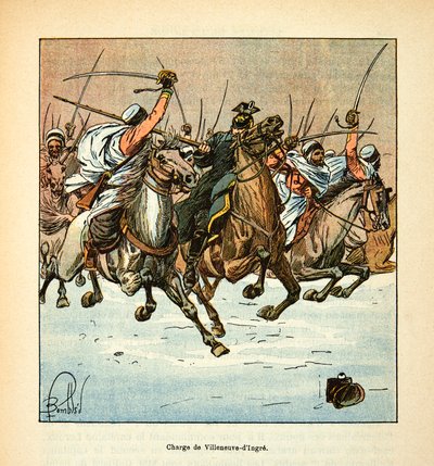 The Armee of the Loire av Eugene Sergeant, kjent som Grenest, illustrert av Louis Bombled (1862-1927) (fransk-tyske krig; kampanje 1870 -1871): Anklager for de tredje afrikanske jegerne i slaget ved Villeneuve d