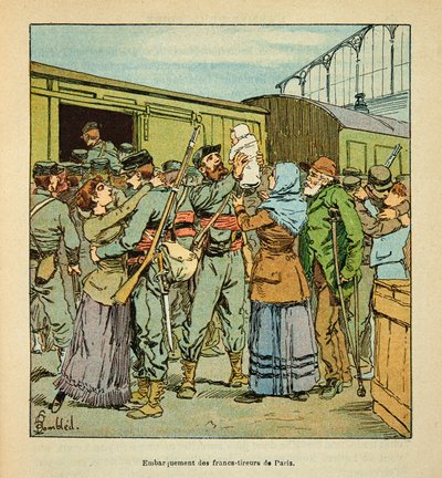 The Army of the Loire av Eugene Sergent, kjent som Grenest, illustrert av Louis Bombled (1862-1927) (fransk-tyske krig; kampanje 1870-1871): 1870, privat samling av Louis Charles Bombled