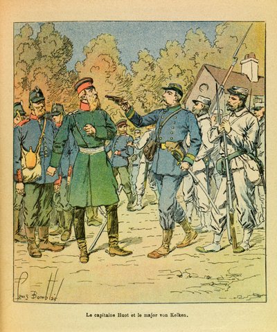 The Eastern Armee of Eugene Sergeant, dit Grenest, illustrert av Louis Bombled (1862-1927) (fransk-tyske krig; kampanje 1870-1871): I Franche Comte fanget kapteinen på Huot Freiciners major Von Kelken under Razes hånd på 30. oktober 1870, Pr av Louis Charles Bombled