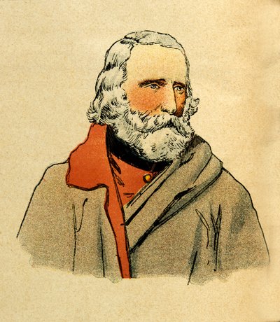 The Eastern Armee of Eugene Sergeant, kjent som Grenest, illustrert av Louis Bombled (1862-1927) (fransk-tyske krig; kampanje 1870 -1871): Portrett av Giuseppe Garibaldi (1807-1882), privat samling av Louis Charles Bombled