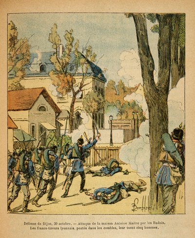 The Eastern Armee of Eugene Sergeant, kjent som Grenest, illustrert av Louis Bombled (1862-1927) (fransk-tyske krig; kampanje 1870-1871): Forsvar av Dijon 30. oktober av Louis Charles Bombled