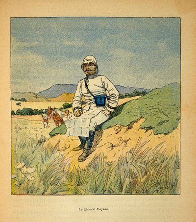 The War in Madagascar-Anecdotal History of the French Expeditions of 1885-1895 av Henri Galli dit Galllichet (1854-1922), illustrert av Louis Bombled (1862-1927): Portrait of General Voyron (1838-1921), Privat samling av Louis Charles Bombled
