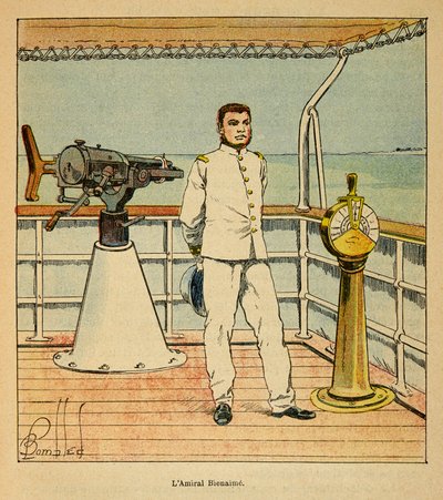 The War in Madagascar-Anecdotal History of the French Expeditions of 1885-1895 av Henri Galli dit Galllichet (1854-1922), illustrert av Louis Bombled (1862-1927): Portrait of Admiral Bienaime (1843-1930), Privat samling av Louis Charles Bombled