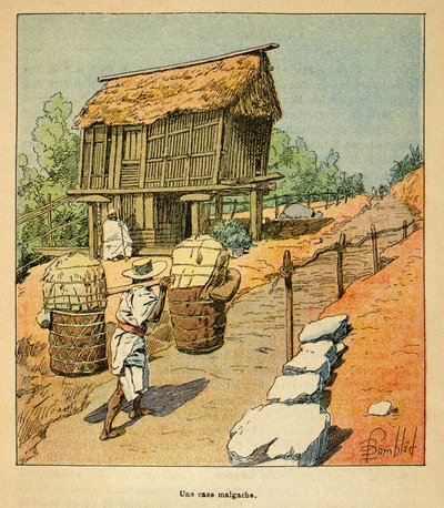 The War in Madagascar-Anecdotal History of the French Expeditions of 1885-1895 av Henri Galli dit Galllichet (1854-1922), illustrert av Louis Bombled (1862-1927): A Malagasy case in the 19th century, Private Collection av Louis Charles Bombled