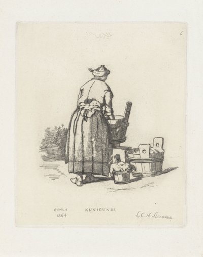 vaskekone Kunigunde (tittel på objekt) av Louis Charles Hora Siccama