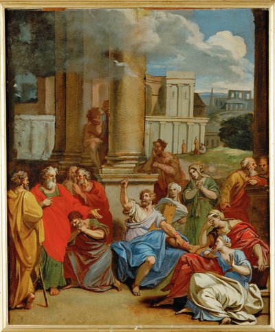 Profeten Agabus forutsier for Paulus hva han må lide i Jerusalem (maleri på lerret) av Louis Cheron