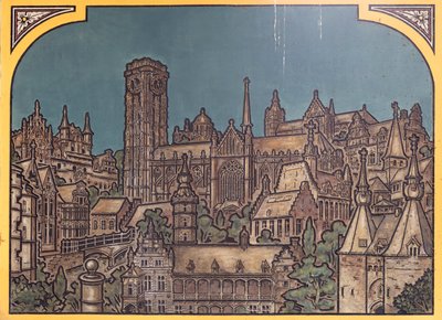 Jernbanestasjonsbygning (Sint-Pietersstation). Interiør. 1912. Entreen. av Louis Cloquet