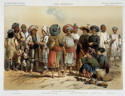 Etniske grupper rundt 1870, i "" Utforskningsreise i Indokina 1866-1868"" av Francis Garnier Paris av Louis Delaporte