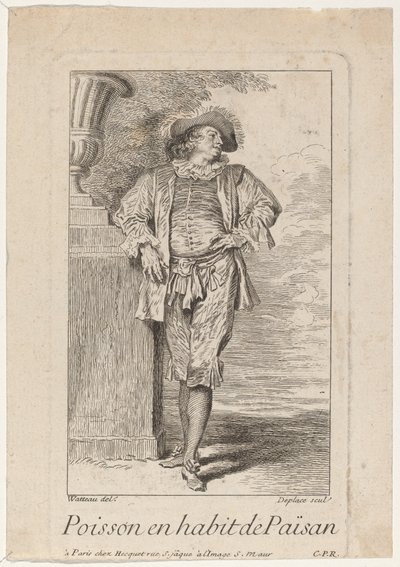 Fisk i Paisans kjole av Louis Deplaces after Antoine Watteau