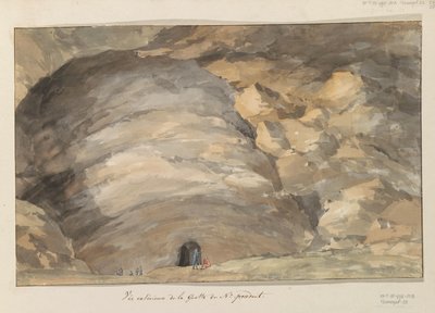 Utvendig varebilgrot Santa Maria Capella Utvendig visning av hulen til forrige nr. (tittel på objekt) Reiser i Italia, Sicilia og Malta - 1778 (serietittel) av Louis Ducros