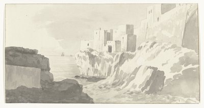 Utsikt over Polignano Utsikt over byen Polignano (tittel på objekt) Reiser i Italia, Sicilia og Malta - 1778 (serietittel) av Louis Ducros