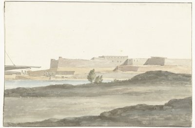 Utsikt over slottet i havnen i Barletta Vue du Château, qui domine le port de Barletta (tittel på objekt) Voyage en Italie, en Sicile et à Malte - 1778 (serietittel) av Louis Ducros