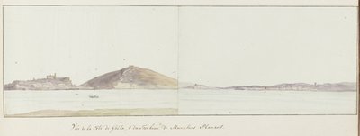 Vis kysten av Gaeta og mausoleet av Munatius Plancus (Lucio Munazio Planco) Vue de la côte de Gaëta og du Tombeau de Munatius Plancus (tittel på objekt) Voyage en Italie, en Sicile et à Malte - 1778 (serietittel) av Louis Ducros