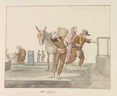 Tradisjonelle kostymer fra øya Gozo Costume de Ghozo (tittel på objekt) Voyage en Italy, og Sicile et à Malte - 1778 (serietittel) av Louis Ducros