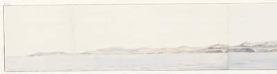 Panorama setter Agrigento i de kust Fjern utsikt over byen Girgenti og kysten (tittel på objekt) Reiser i Italia, Sicilia og Malta - 1778 (serietittel) av Louis Ducros