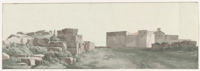 Profile van de binnenmuren en buitenmuren av de gamle stad Manduria Profil av de indre og ytre veggene til det gamle Manduria (tittel på objekt) Reiser i Italia, Sicilia og Malta - 1778 (serietittel) av Louis Ducros