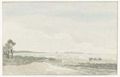 Vergezicht med de stad Gallipoli Fjern utsikt over byen Gallipoli (tittel på objekt) Reiser i Italia, Sicilia og Malta - 1778 (serietittel) av Louis Ducros