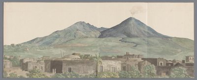 Vesuv sett fra Portici med lavastromen fra 1777, 1771 og 1731 Vesuv sett fra Portici med lavaene fra 1777, 1771, 1731 (tittel på objekt) Reiser i Italia, Sicilia og Malta - 1778 (serietittel) av Louis Ducros