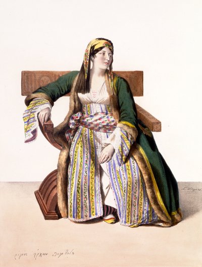 En gresk kvinne av liv - Plate XVI, gravert av Lemercier fra 