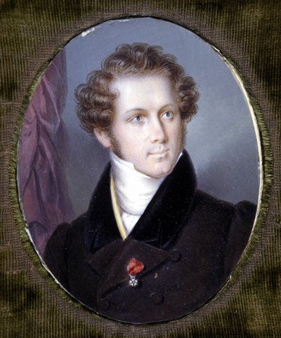 Portrett av Vincenzo Bellini (1801 - 1835) Miniatyr av Dupré. Scala museum. Milan. av Louis Dupré