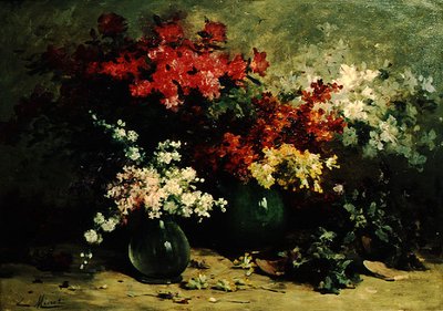 Still Life of Spring Flowers (olje på lerret) av Louis Emile Minet