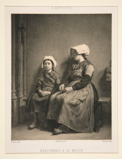 Bretonske kvinner ved messe av Louis Eugene Pirodon
