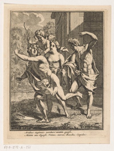 En ung mann flykter fra Bacchus, Venus og Amor av Louis Fabritius Dubourg