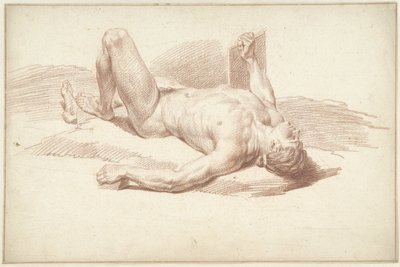 Naken mann, liggende på ryggen av Louis Fabritius Dubourg