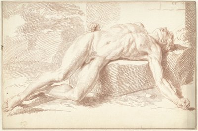 Naken mann, liggende på ryggen av Louis Fabritius Dubourg