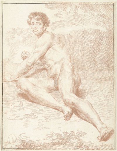 Naken mann, liggende, stående av Louis Fabritius Dubourg