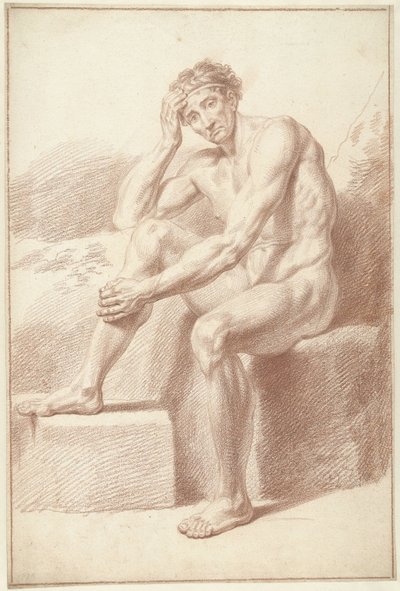 Naken mann, sittende med bøyde knær av Louis Fabritius Dubourg
