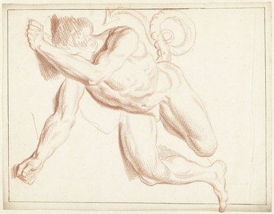 Studie av en naken mann som ligger på siden av Louis Fabritius Dubourg