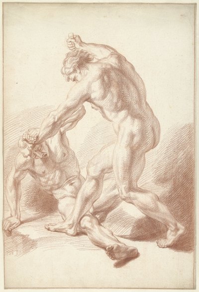 To nakne menn slåss av Louis Fabritius Dubourg
