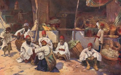 En persisk butikk (farge litho) av Louis Fairfax Muckley