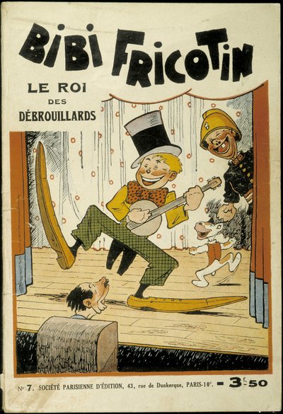 Bibi Fricotin, kongen av hustlers (spiller banjo på scenen) - cover av nr. 7. Av Louis Forton (1879-1934) av Louis Forton