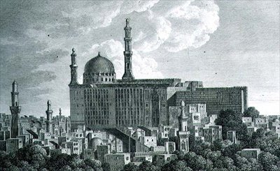 Djami- eller moskekatedralen i Hasan i Kairo, gravert av Pierre Nicolas Ransonnette (1745-1810) plate 65 fra bind III av 
