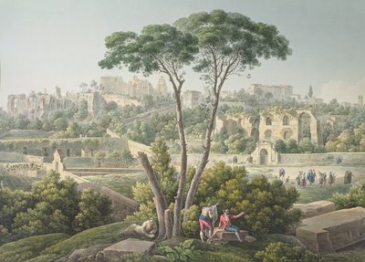 Utsikt over Palatinerhøyden i Roma, med ruinene av Cesars-palasset i bakgrunnen, ca. 1800 av Louis Francois Cassas