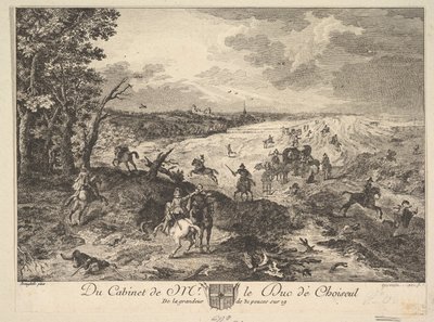 Robbery on a Road etter et maleri i samlingen til Duc de Choiseul, 1771. av Louis Germain