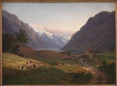 View of Odda at the Sør Fjord in Hardanger, Norway. Morning Light av Louis Gurlitt