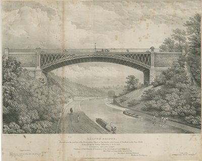 Calton Bridge: sink litografi, nd [1826] av Louis Haghe