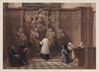 Confessional, St. Paul Church, Antwerpen, 1838. av Louis Haghe