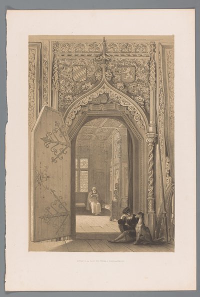 Dør til fyrstekammeret i Hohensalzburg Entrée de la salle des princes a Hohensaltzbourg (tittel på objekt) av Louis Haghe