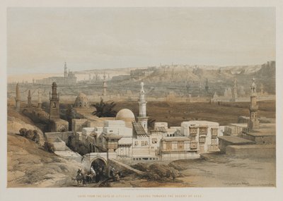 Egypt og Nubia, bind III: Kairo fra Citzenib-porten, ser mot Suez-ørkenen, 18 av Louis Haghe