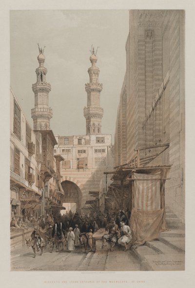 Egypt og Nubia, bind III: Minarets, and Grand Entrance of the Metwaleys, i Kairo av Louis Haghe